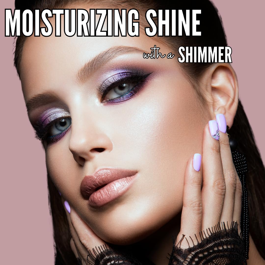 Mynena Light Rose Gold Shimmer Lip Gloss | Non-Sticky Lip Topper with Shea Butter – Lightweight Moisturizing Paraben-Free | Fine Glitter Demi-Sheer Gloss for Cosplay & Everyday Glam | Pinky