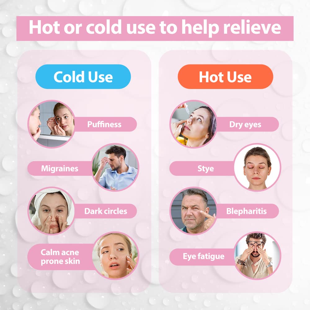 Reusable Eye Mask with Gel Beads for Hot Cold Therapy, Flexible and Non Toxic Cold Face Eye Mask for Swollen Eyes,Dry Eyes and Headache Relief