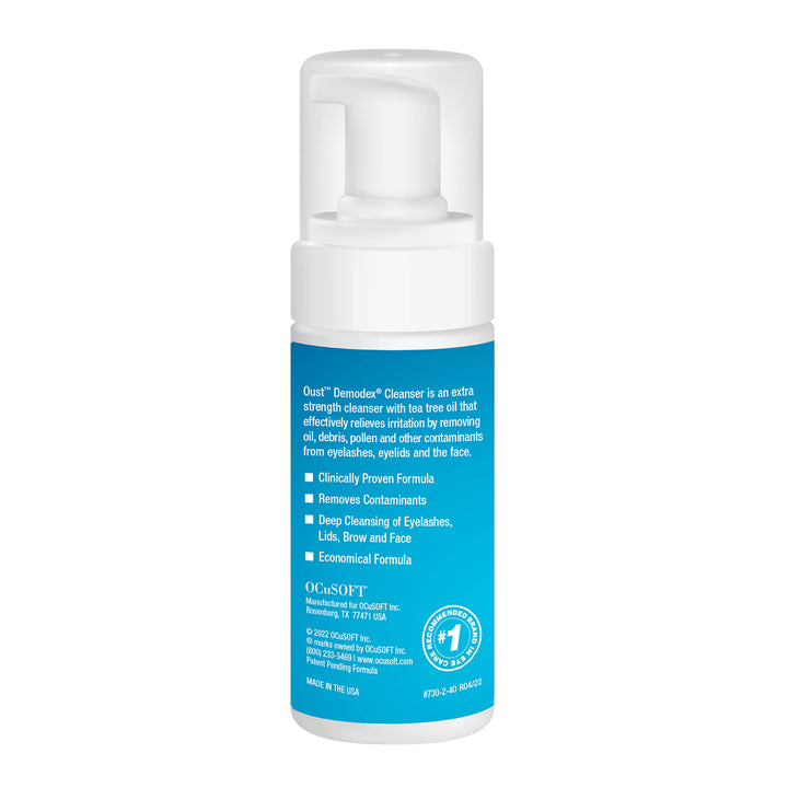 OCuSOFT Oust Demodex Cleanser Extra Strength Foam 50 Milliliters, Tea Tree Oil Foaming Cleanser for Irritated Eyelids Associated with Demodex Mites