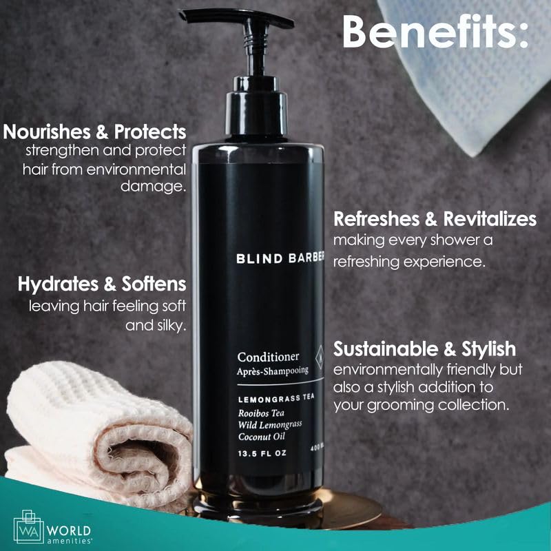 Blind Barber Hair Conditioner - Rooibos Tea Fragrance Moisturizing Conditioner with Invigorates Senses - 13.5 fl oz Pump Bottle