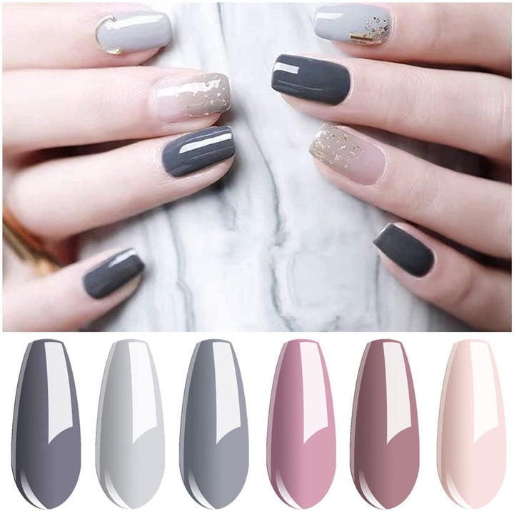 Vishine Gel Nail Polish Sets 6 Colors UV LED Soak Off Gel Polish Set Manicure Varnish Gift Set C005