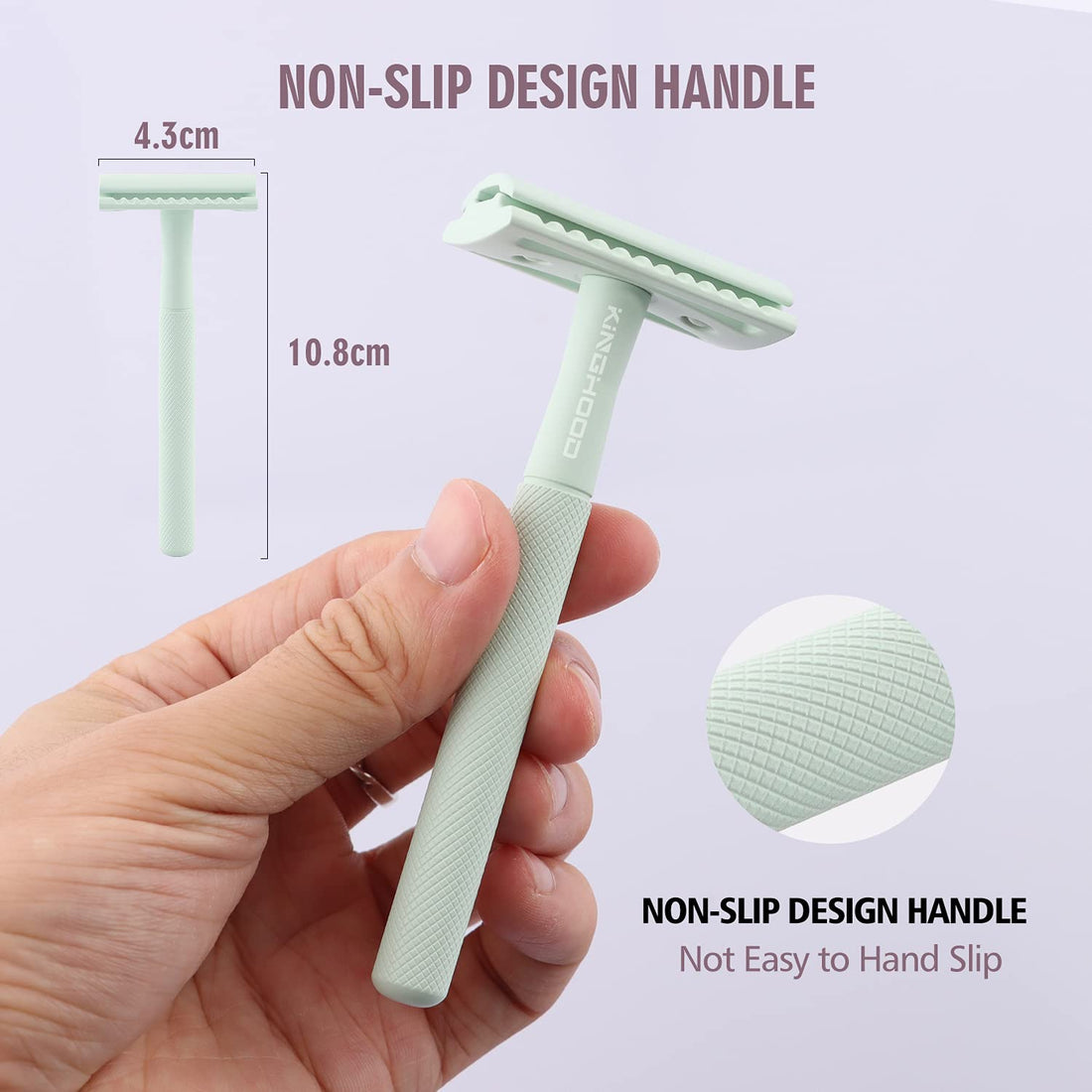 KINGHOOD Brass Safety Razor with 10 Blades,One Blade Razor Reusable Razor Eco-Friendly Razor Long Handle & Weighted Razor,Double Edge Razor Single Blade Razor for Sensitive Skin