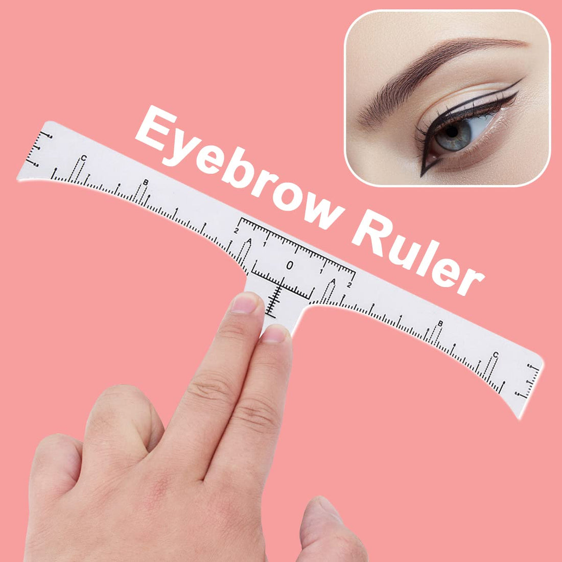 100 Pack Eyebrow Ruler, KINGMAS Disposable Brow Ruler Microblading Adhesive Eyebrow Sticker Stencil Guide Measuring Tool