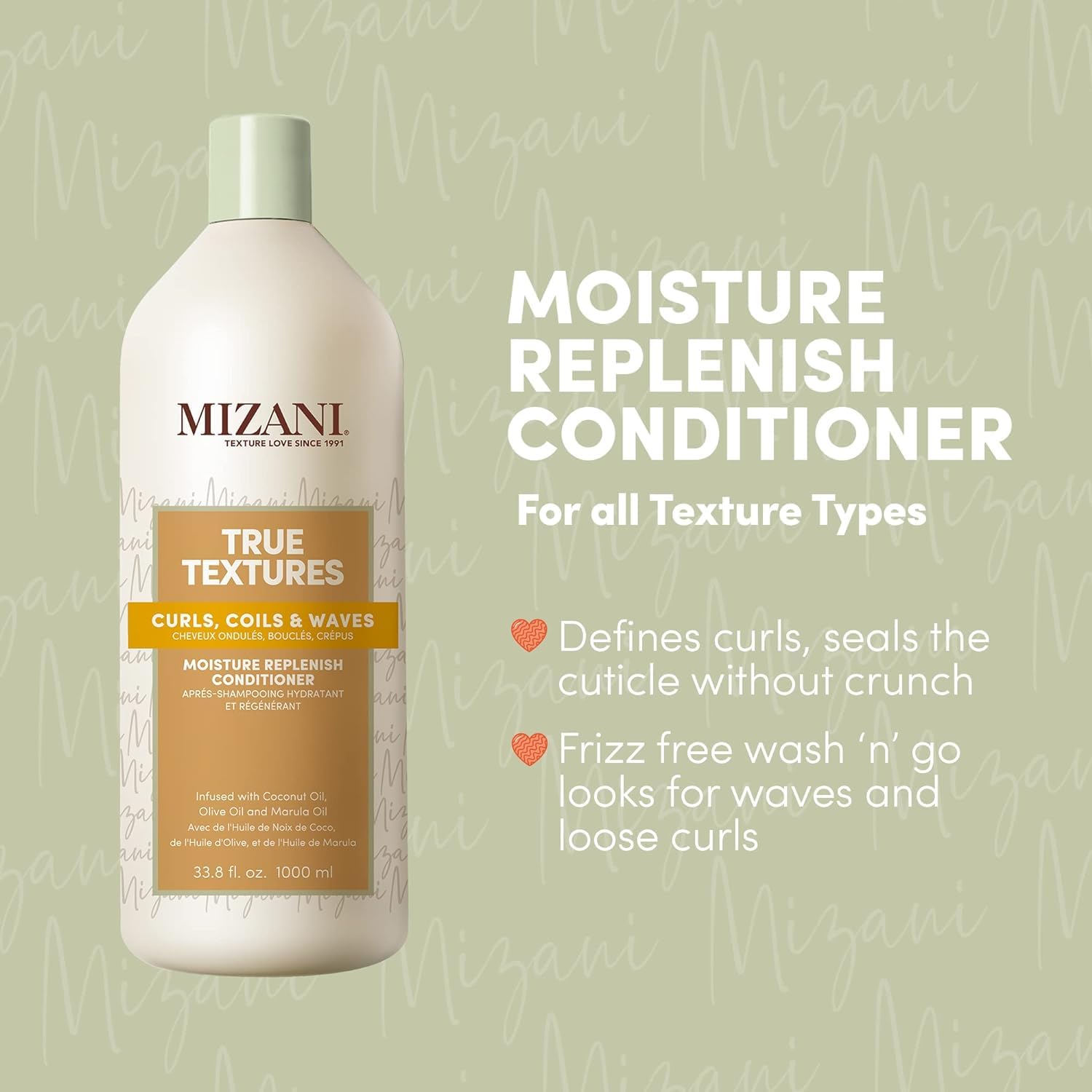 Mizani True Textures Moisture Replenish Conditioner for Unisex, 33.79 Ounce