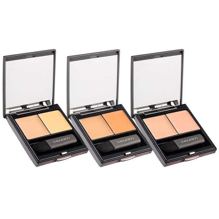 Y2 - Yellow : Vasanti Wonders of the World Colour Correcting Concealer Duo - Includes a colour corrector and a concealer with a mirror and mini concealer brush for even application (Y2 - Yellow)