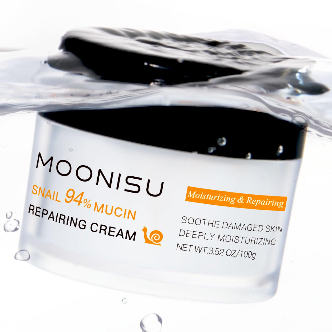 MOONISU Snail Mucin Moisturizer Face Cream - Advanced Snail 94 All in One Cream 3.52 OZ, Daily Repair Face Gel Cream for Dry Skin, Sensitive Skin, Recovery Cream with Hyaluronic Acid
