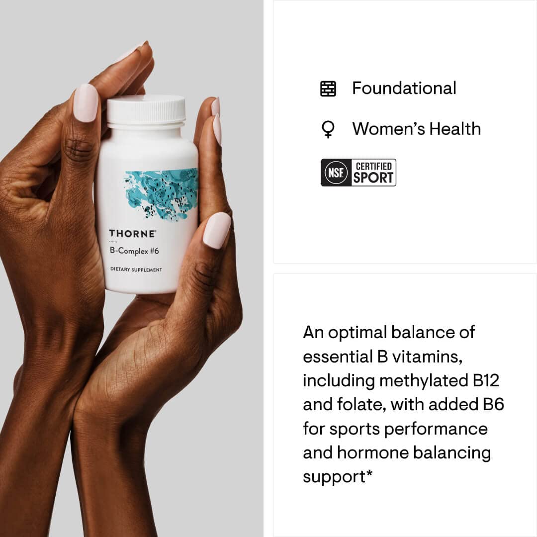 THORNE B-Complex #6 - Vitamin B Complex with Active Forms of Essential B Vitamins and Extra B6-60 Capsules
