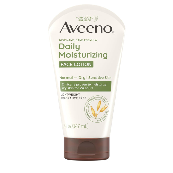 Aveeno Daily Moisturizing Face Lotion with Soothing Prebiotic Oat, Gentle Lotion Nourishes Normal to Dry Skin With Moisture, Facial Lotion for Sensitive Skin, Fragrance-Free, 5 oz