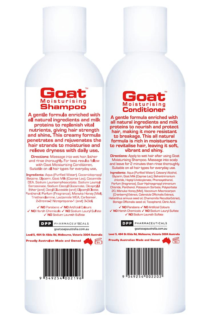 Goat Milk Soap Moisturizing Shampoo & Conditioner Value Pack - Sulfate, Paraben, and Petrochemical Free - Shampoo and Conditioner Set - Manuka Honey