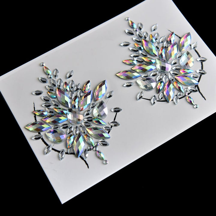 MANGOIT Breast Jewels Tattoo Rhinestone Chest Sticker Temporary Tattoo Glitter Breast Body Gems Tattoo Sticker Body Art Decor Jewel Paste for Festival Makeup(3 Sets)
