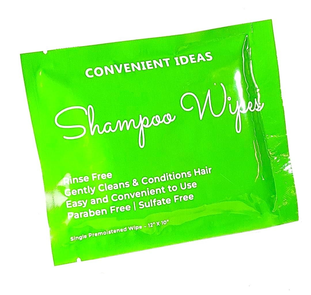 Generic Convenient Ideas Shampoo Wipes (8) Rinse Free Hair Cleansing Dry No Rinse, white