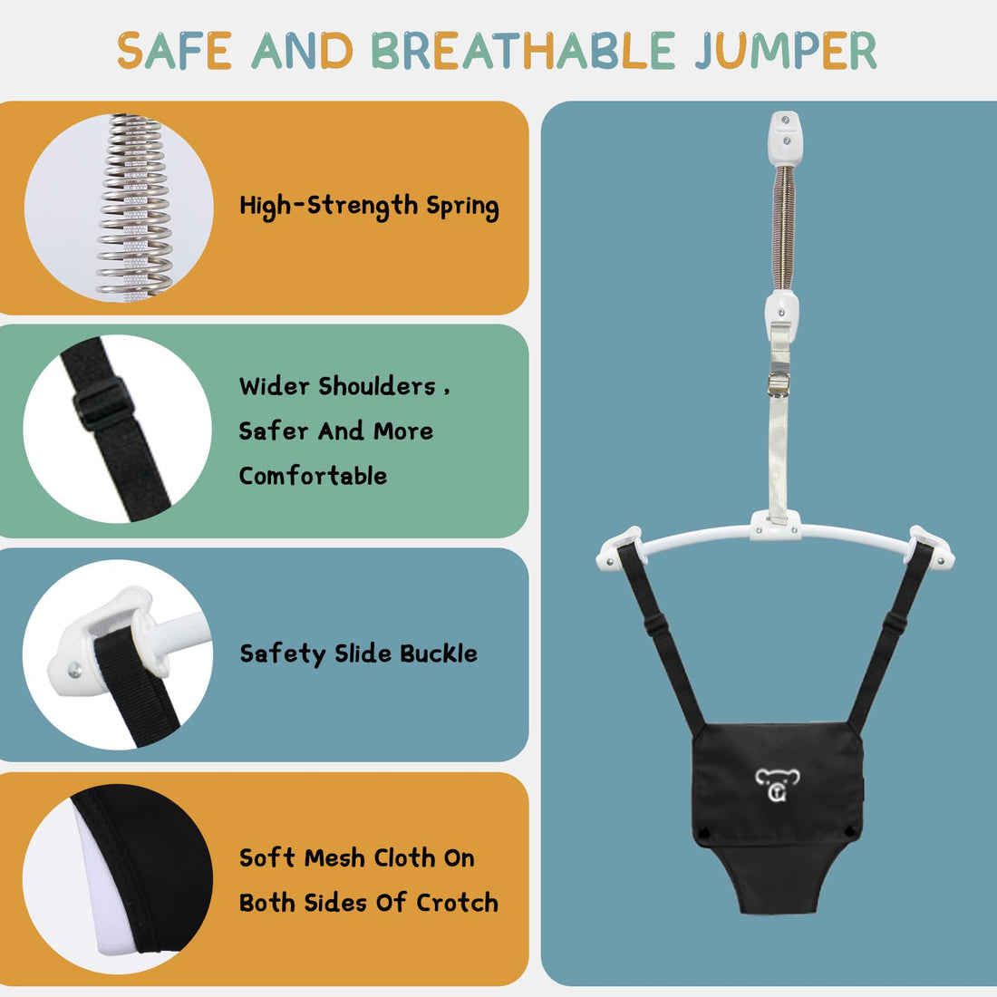 RAGOZONERY 2 in 1 Baby Jumper with Toddler Swing, Baby Jumpers and Bouncers,Indoor Outdoor Toddler Swing Set, Cotton, White