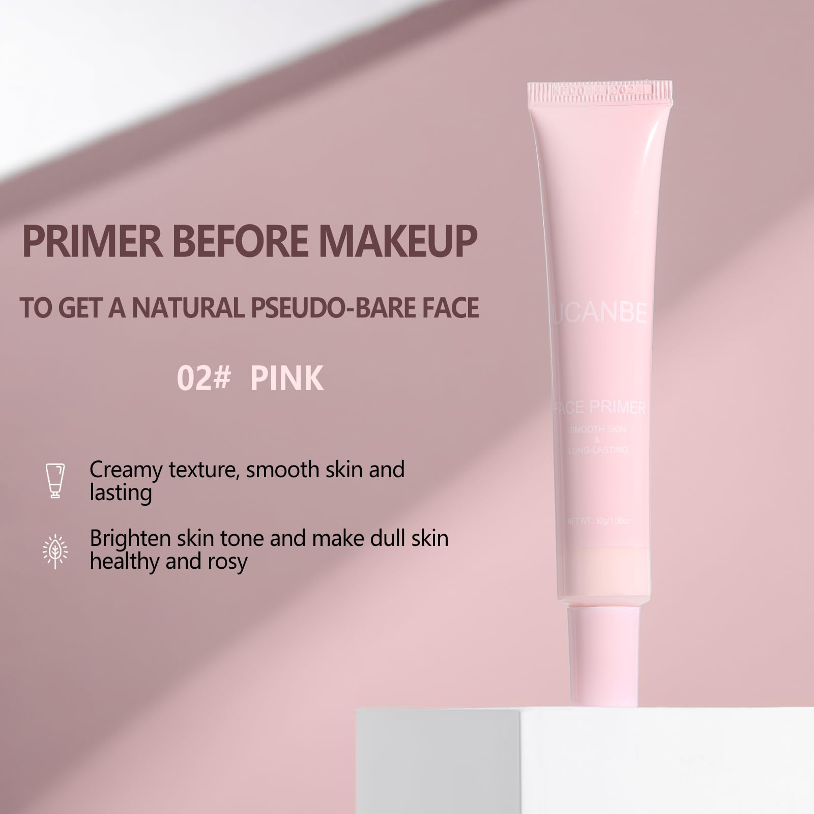 UCANBE Tone Adjusting Primer: Smooth Lightweight Face Primer - Facial Makeup Long-lasting Prime - Vegan & Cruelty-free Prime Makes Dull Skin Healthy and Rosy(Pink,1.06 Oz)