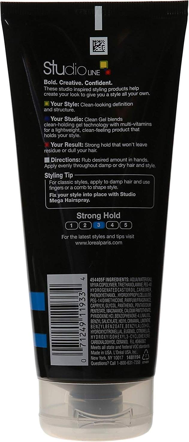 L'Oreal Studio Line Clear Minded Clean Gel, Strong Hold 6.80 oz (Pack of 4)