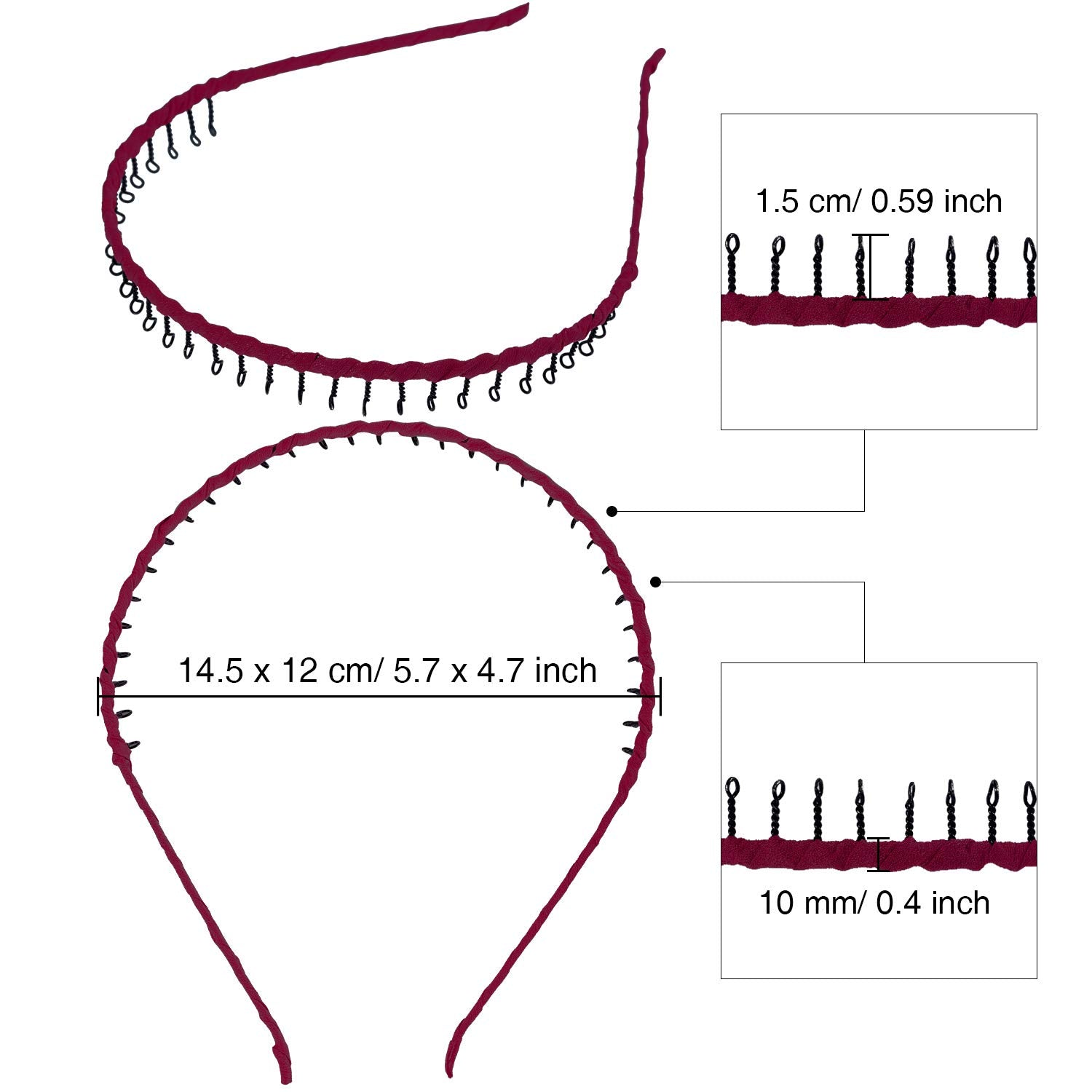 Zhanmai 10 Pieces Unisex Metal Teeth Comb Hair Hoop Hairband Headband Hair Accessories, Multicolor