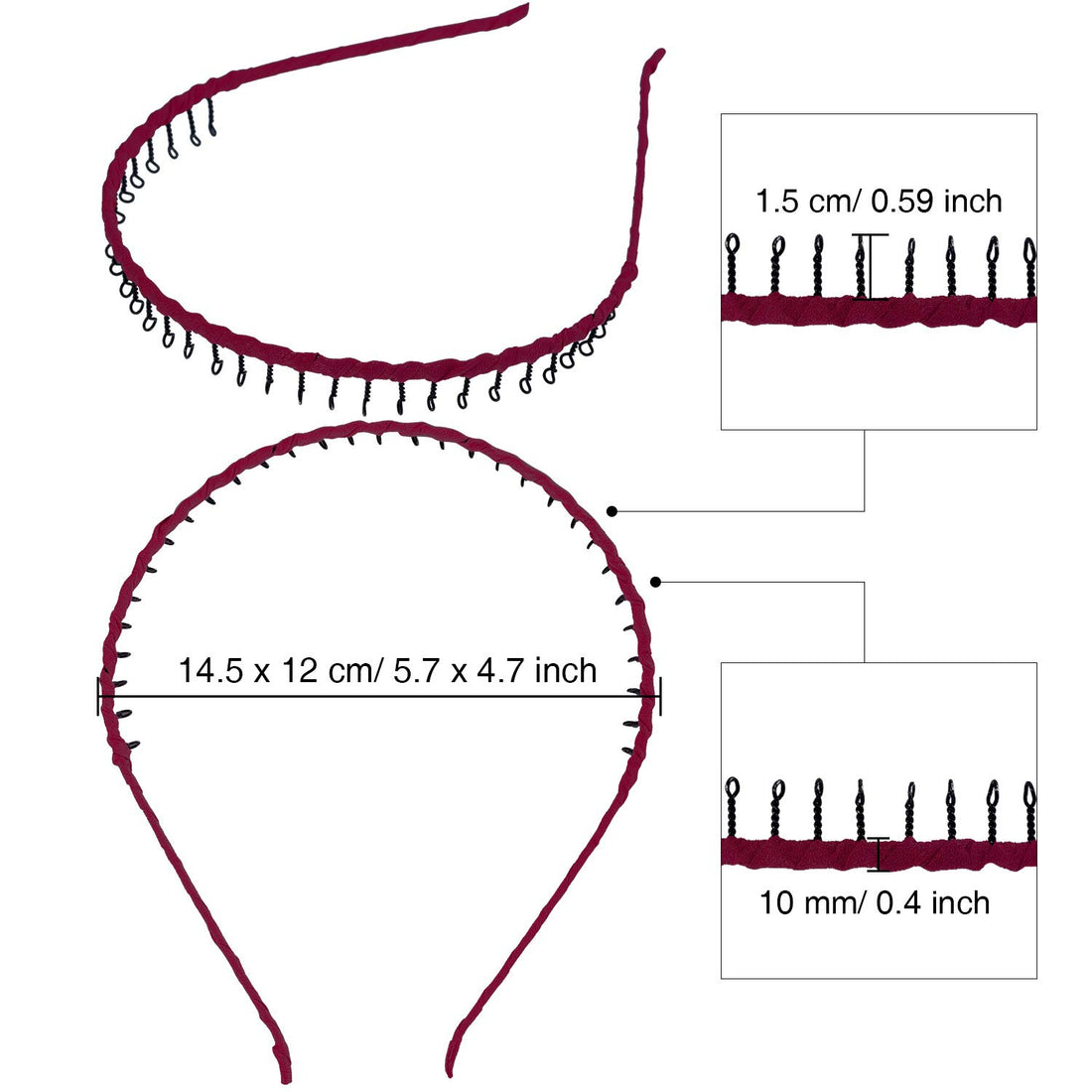 Zhanmai 10 Pieces Unisex Metal Teeth Comb Hair Hoop Hairband Headband Hair Accessories, Multicolor