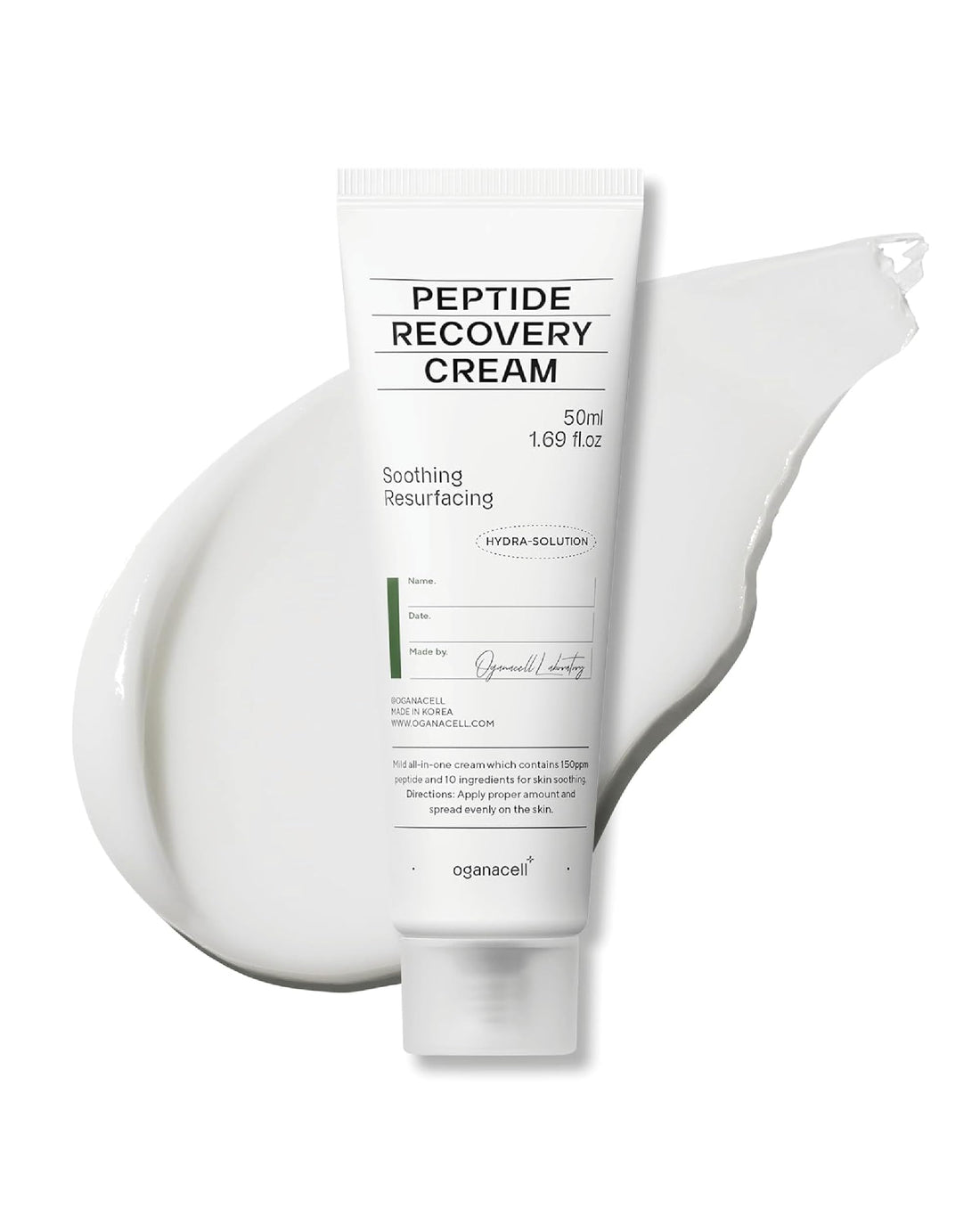 OGANA CELL Peptide Recovery Cream 50ml / 1.69oz Anti-Aging-Peptide Collagen Peptides High content Peptide 100 ppm Skin Recovering and soothing Tightening Anti-Wrinkle