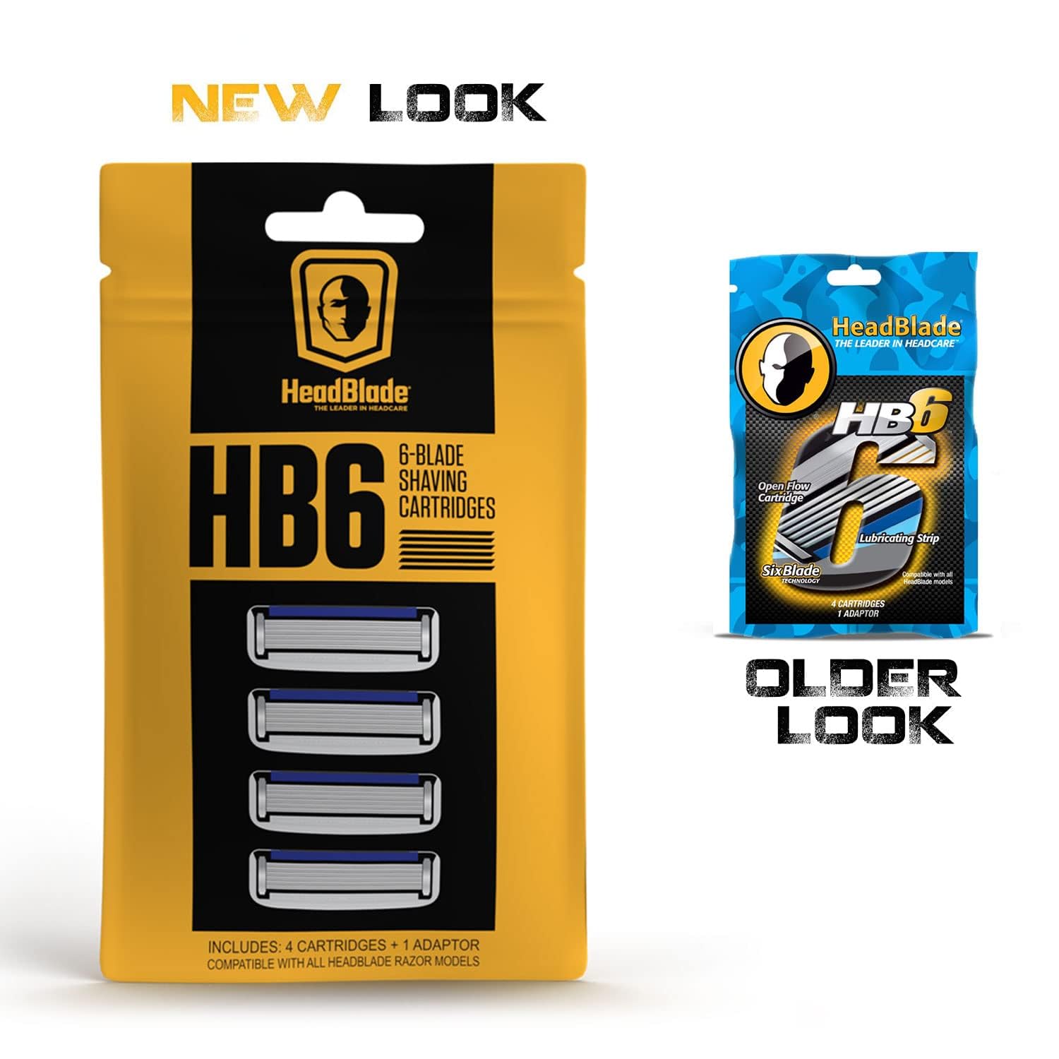HeadBlade HB6 Refill Blades - 6 Stainless Steel Blades for No Tugging or Pulling, Shave Less, Works for Face, Body, and Scalp