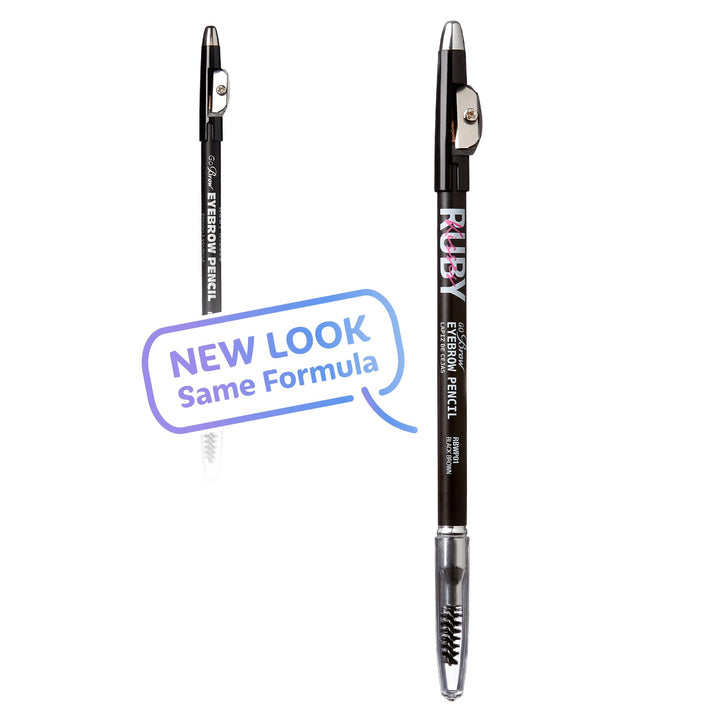 Ruby Kisses GoBrow Eyebrow Pencil, Sharpenable, Longwear, Long Lasting Eyebrow Wooden Pencil for Natural-Looking Brows 3 PACK (Black Brown)