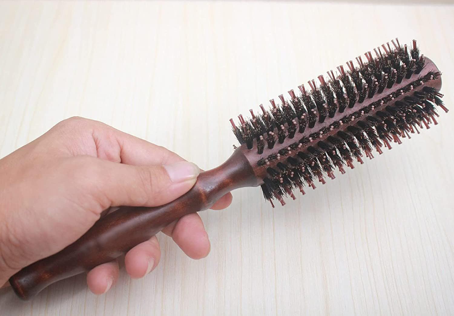 Healthcom 3 in 1 Premium Boar Bristle Brush Natural Boar Bristle Round Styling Hair Brush Anti Static Hair Drying Styling Curling Hair Brush