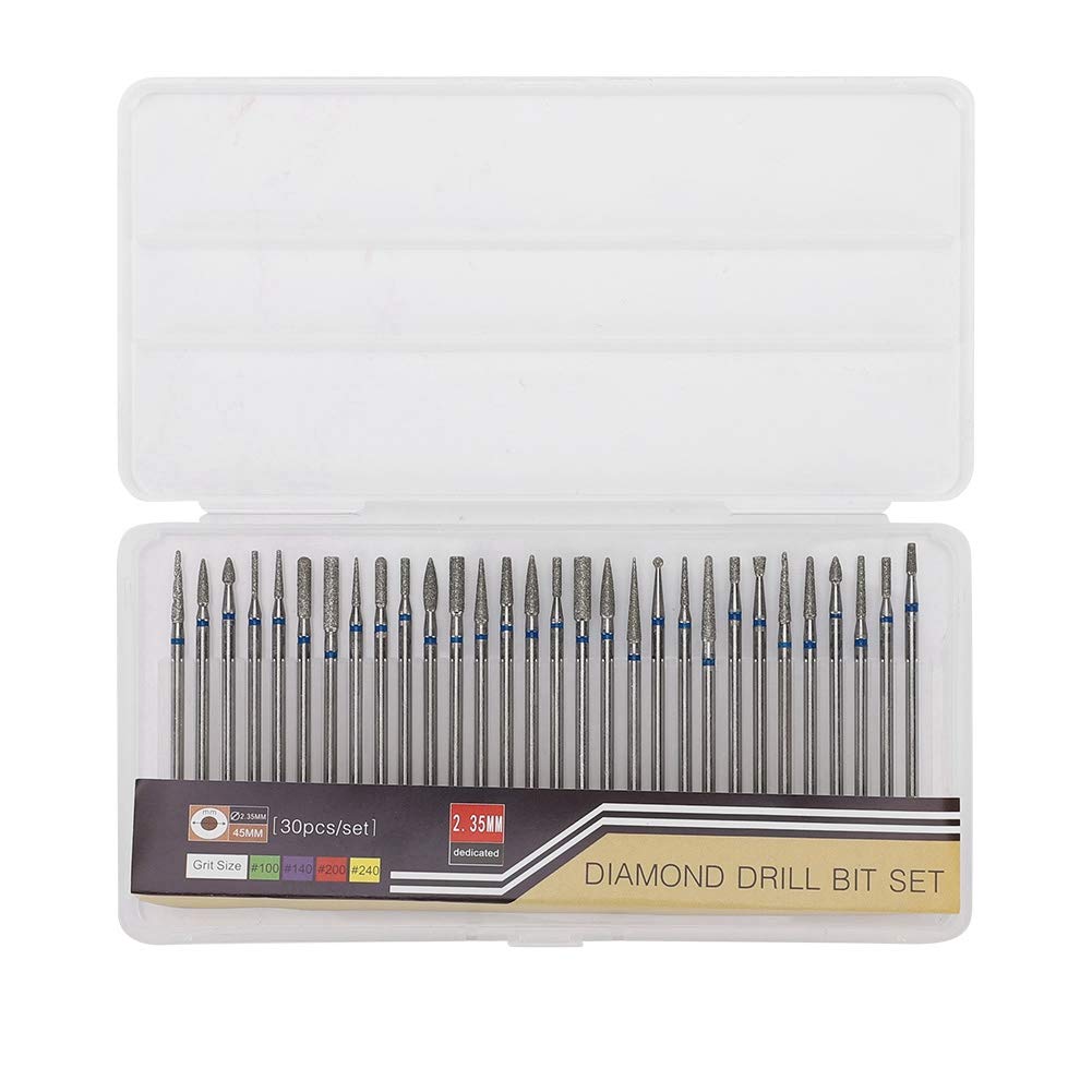 Nail Art Drill Kit, 30Pcs/Set Diamond Grinding Head Nail Art Drill Polish Head Kit Nail Drill Machine Accessories, Nail Polishing Machine Manicure Pedicure Bits(B)