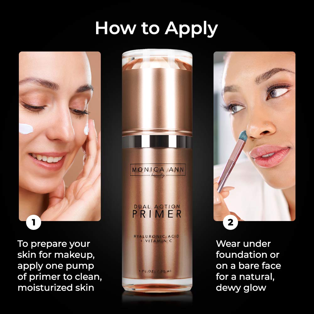 NOTE Dual-Action Face Primer (Vitamin C+ Hyaluronic Acid), Monica Ann Beauty; Foundation Primer that will Hydrate, Mattify, Brighten.