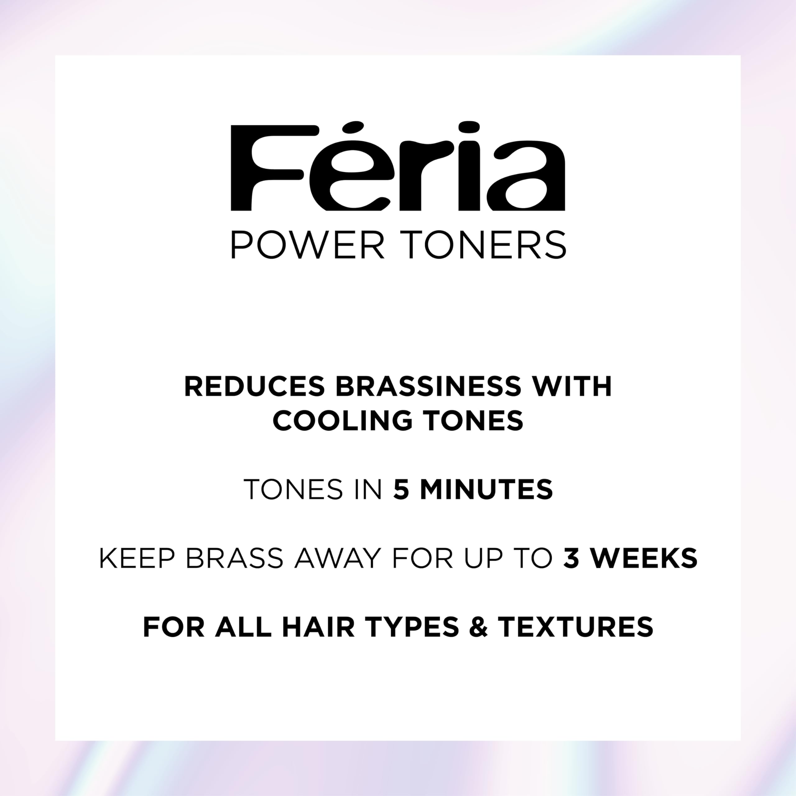 L'Oreal Paris Feria Long-Lasting Anti Brass Power Hair Toner, Ammonia Free Demi Permanent Hair Color, Ice Blonde Hair Toner, 1 Application