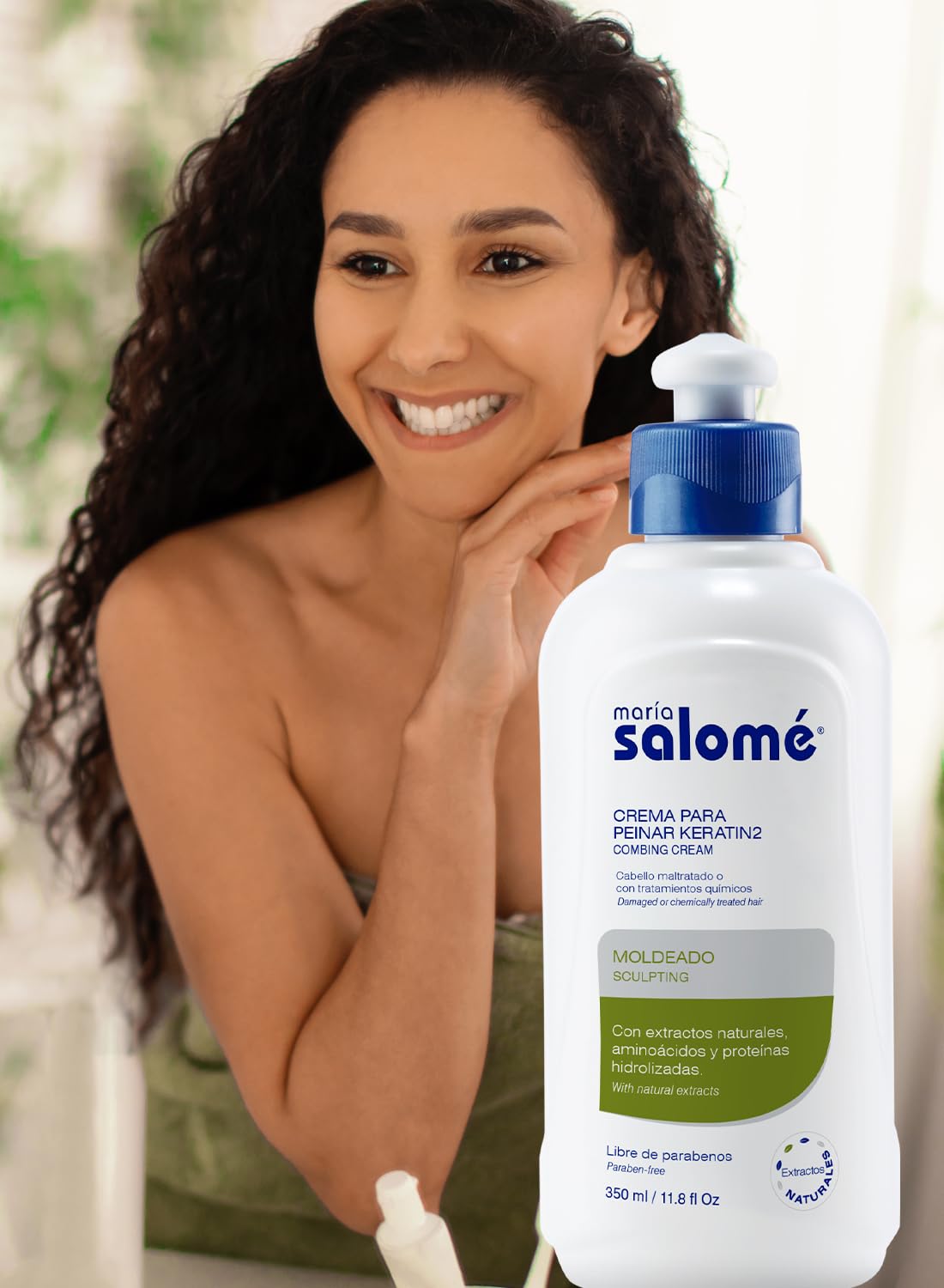 Maria Salome Maria Salome Crema para Peinar Keratin2 Sin Sal Leave in Conditioner 350ml 11.8 fl Oz