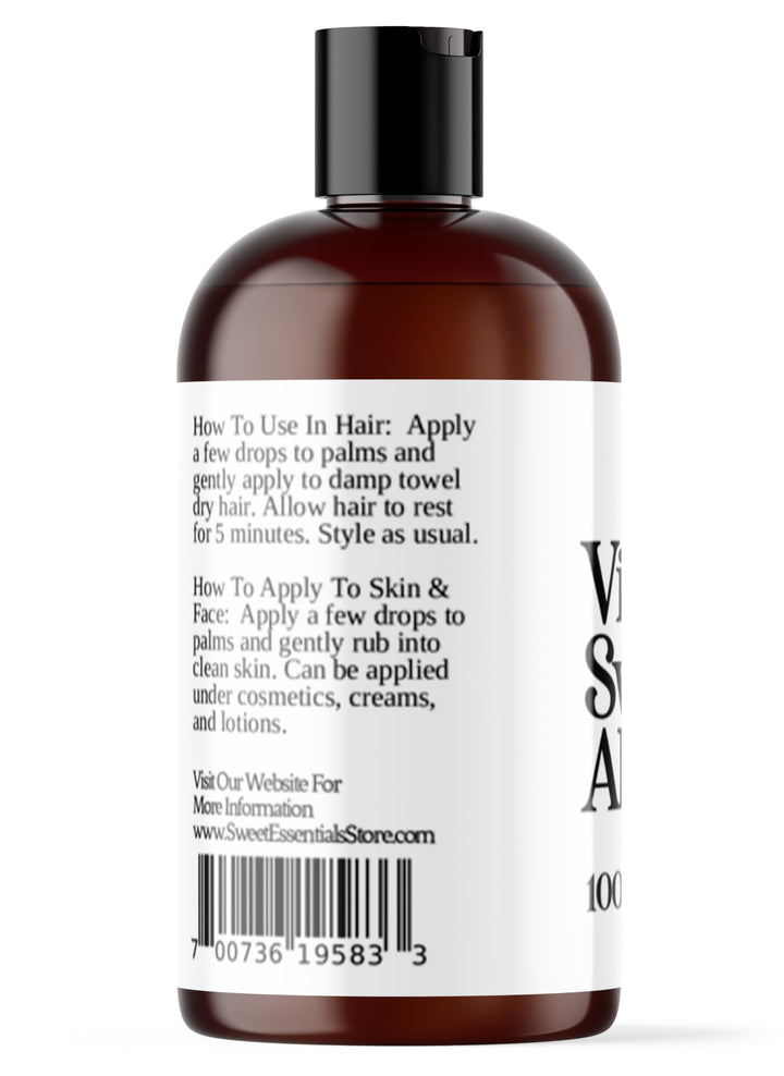 Organic Unrefined Sweet Almond Oil | 4oz Imported From Italy | 100% Pure | Cold Pressed | Hexane Free | Natural Moisturizer |Great For Hair, Skin & Nails | Carrier Oil | Great To Dilute Essential Oils