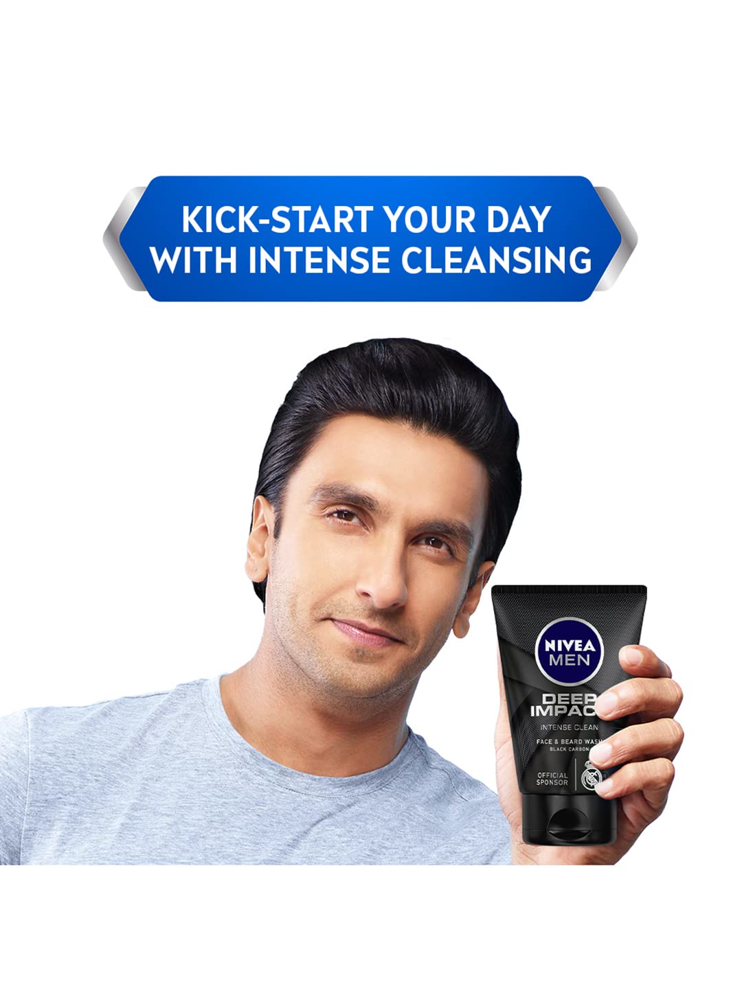 Nivea Men Deep Impact Intense Clean Face and Beard Wash - Black Carbon, 100 ml (3.3 oz)