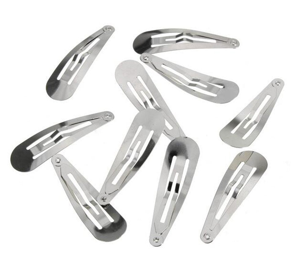 Pinklife Metal Silver 50 Pcs Mini Small 30Mm Snap Hair Clips Hair Pins Hair Barrettes Hair Accessories