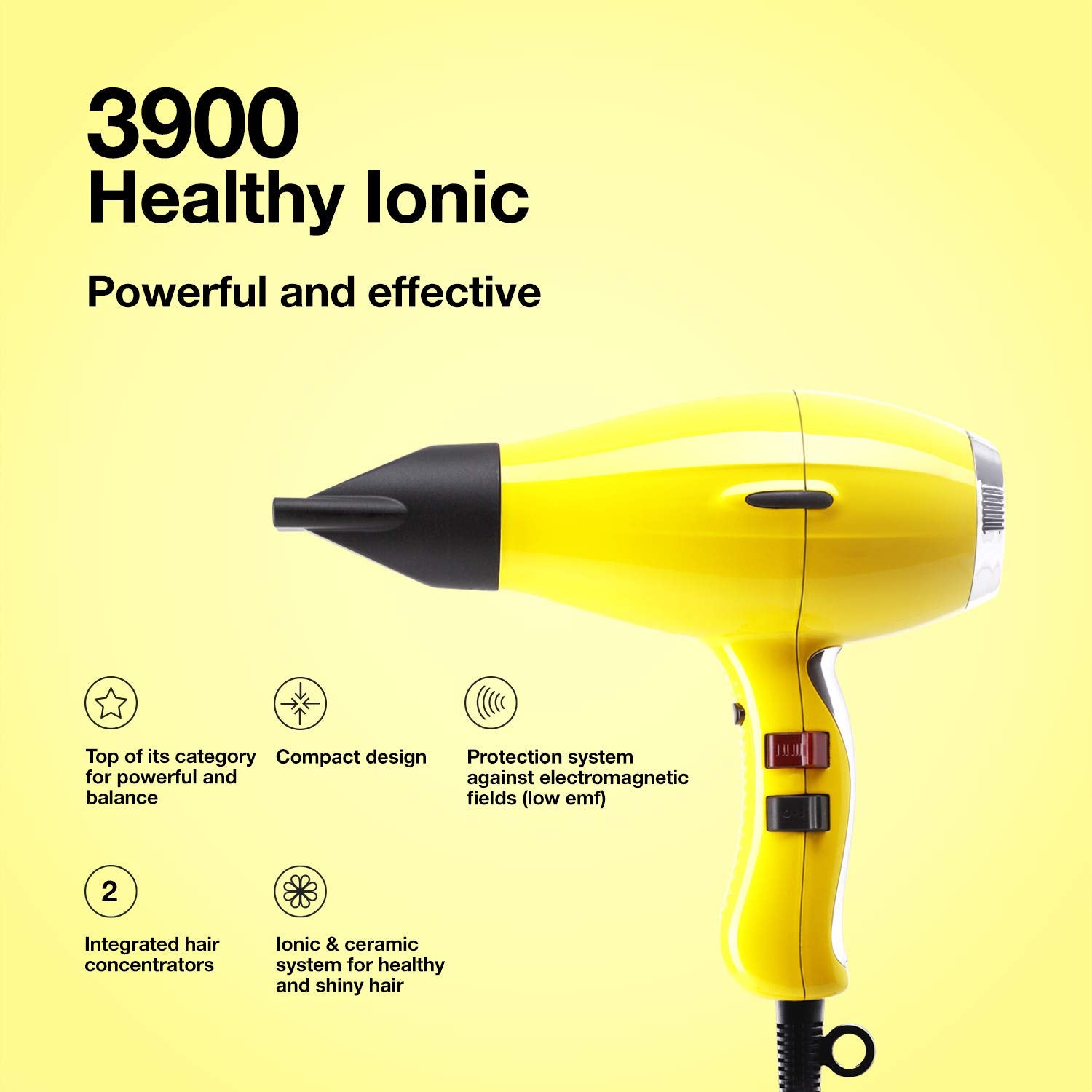 Elchim 3900 Healthy Ionic Hair Dryer, Yellow Daisy