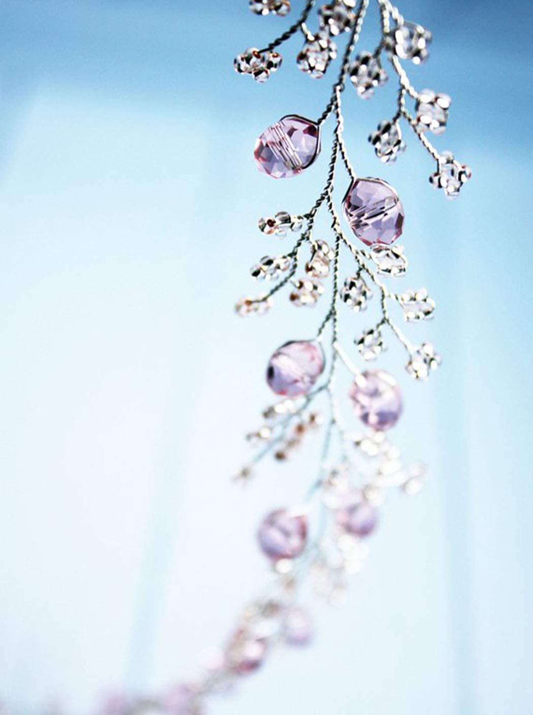 Artio Bride Wedding Hair Vine Accessory Hair Piece Beaded Bridal Headpiece for Women and Girls (Purple)