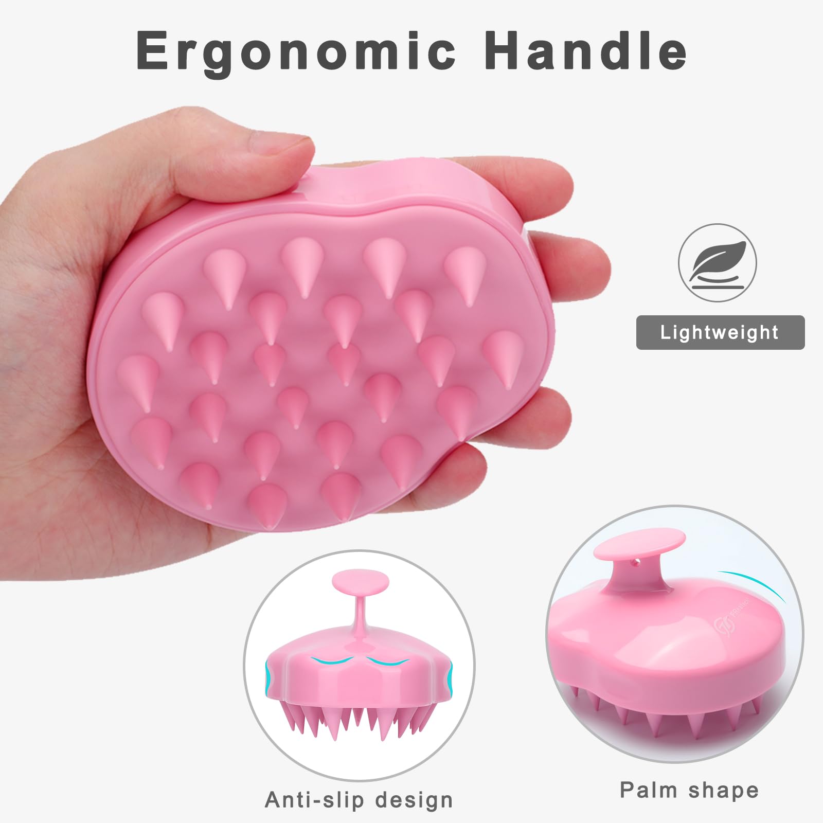 Hair Scalp Massager Shampoo Brush, FReatech Scalp Massage Brush for Scalp Care Hair Cleaning Shower, Soft Silicone Comb for Men, Women, Kids and Pets - Pink