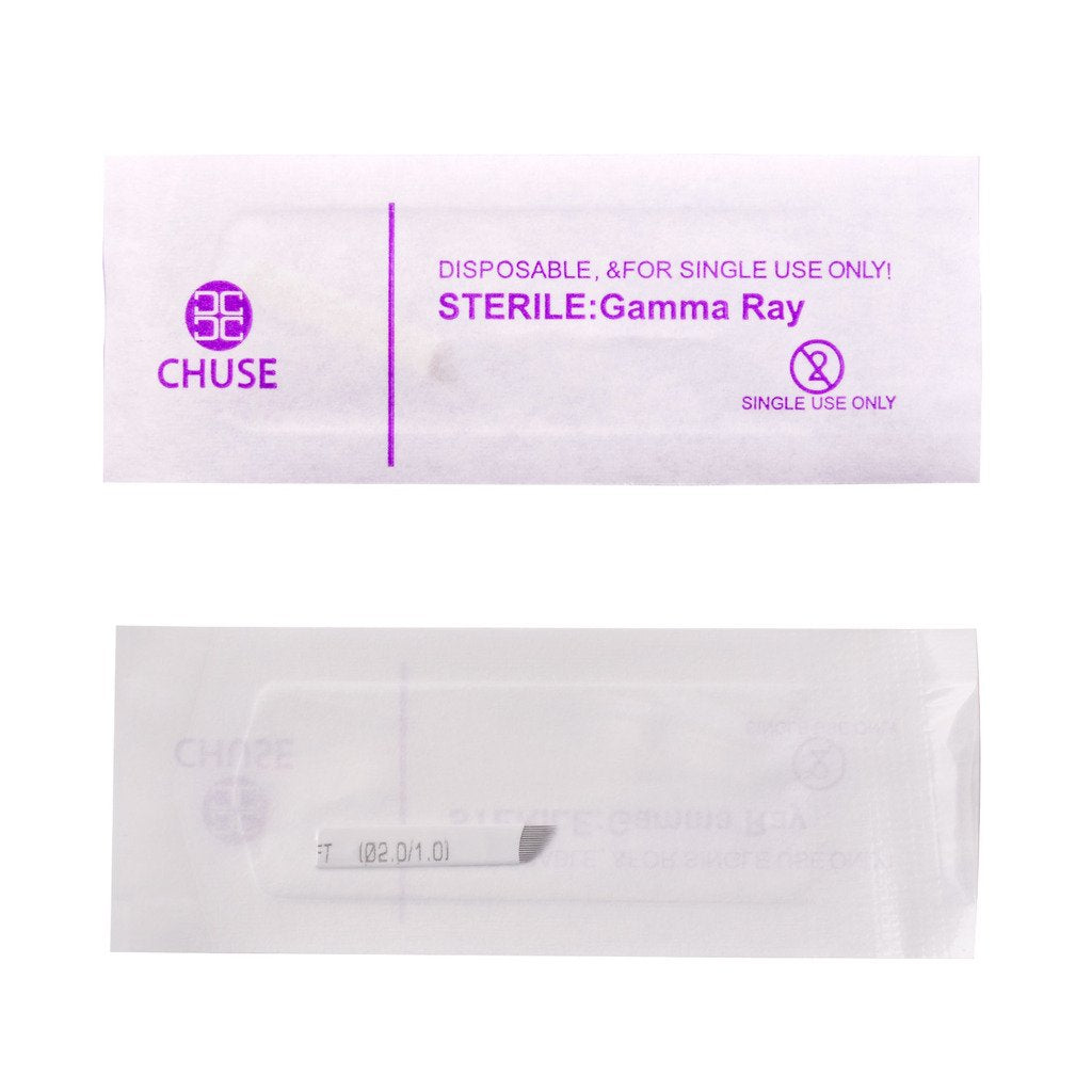 Chuse S16 50pcs Permanent Makeup Manual Eyebrow Tattoo Needle Curved Blade 16 Needles