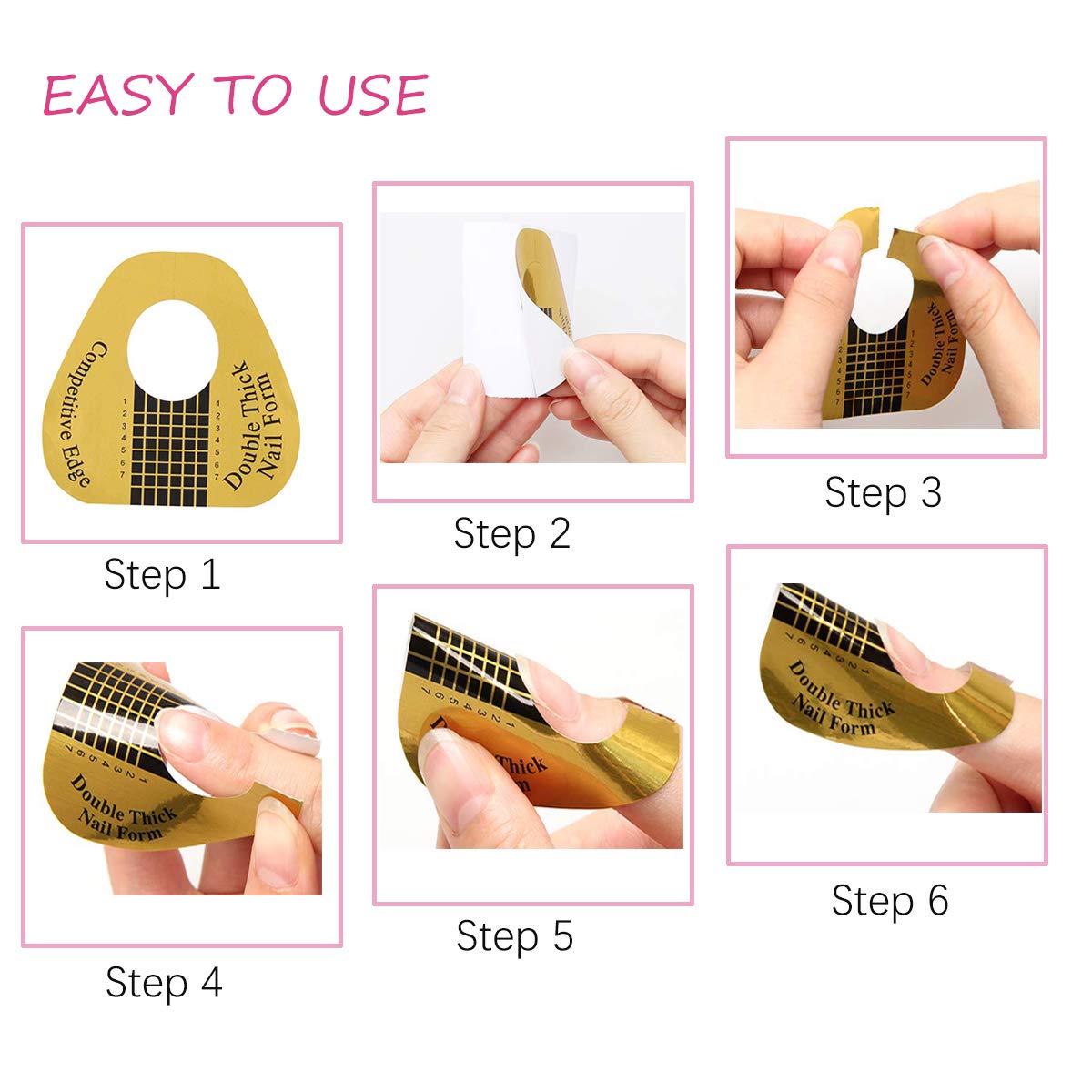 200 Pcs Long Nail Forms for Acrylic Nails, Thick Nail Art Tips Extension Forms, Durable Acrylic Nail Paper Forms for Gel Nail, Nail Former Stickers with Numbers Marked