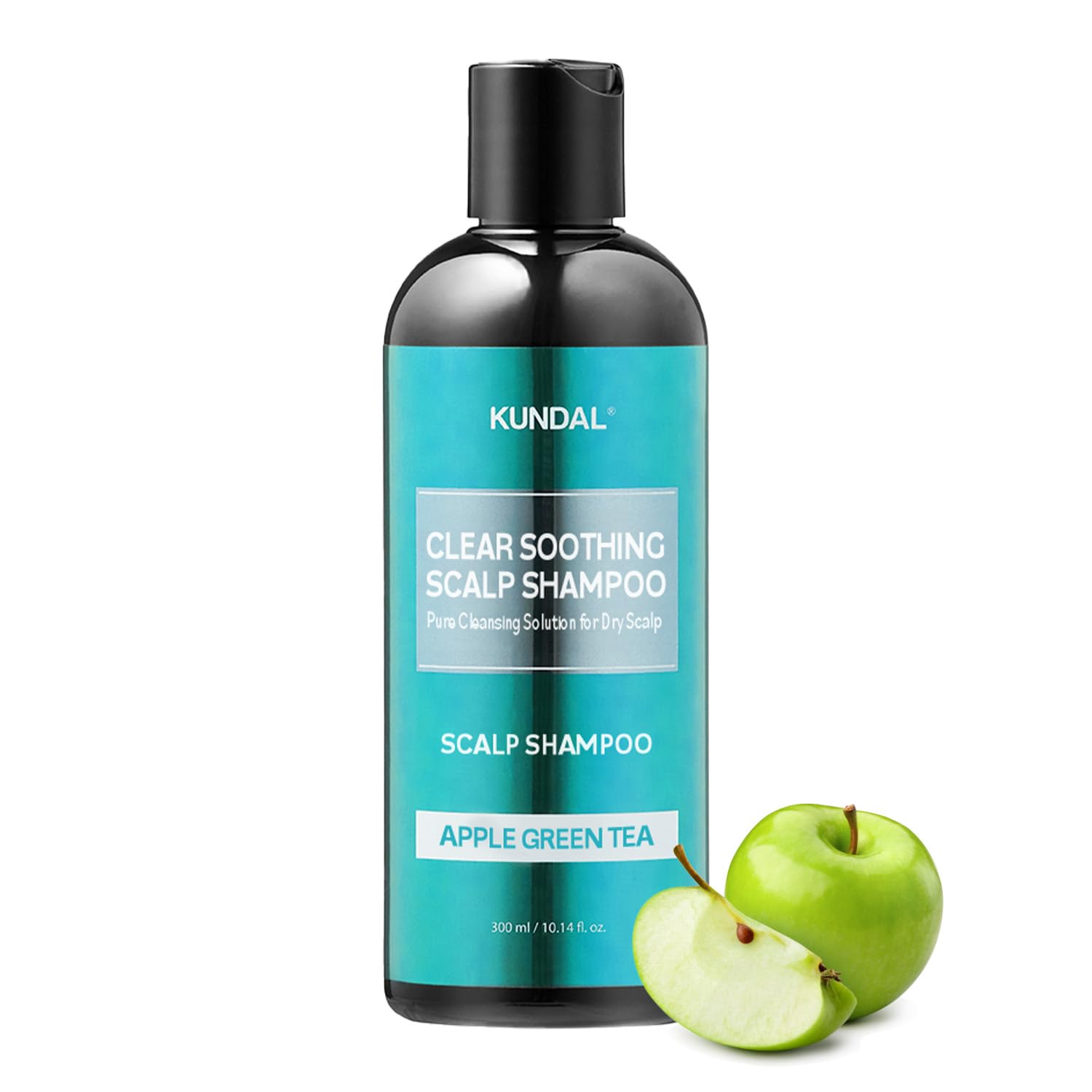 KUNDAL Clear Soothing Scalp Shampoo [Apple Green Tea] Shampoo - Korean Hair Care, Deep Cleansing, Sensitivity Care, For Dry Scalp 10.14fl oz (Pack of 1)