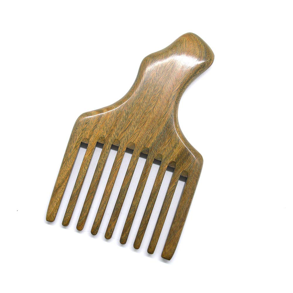 Xuanli Hair/Beard Pick/Wide Tooth Comb – Made Of One Whole Piece Of Natural Green Sandal Wood With Fantastic Handle (M049)