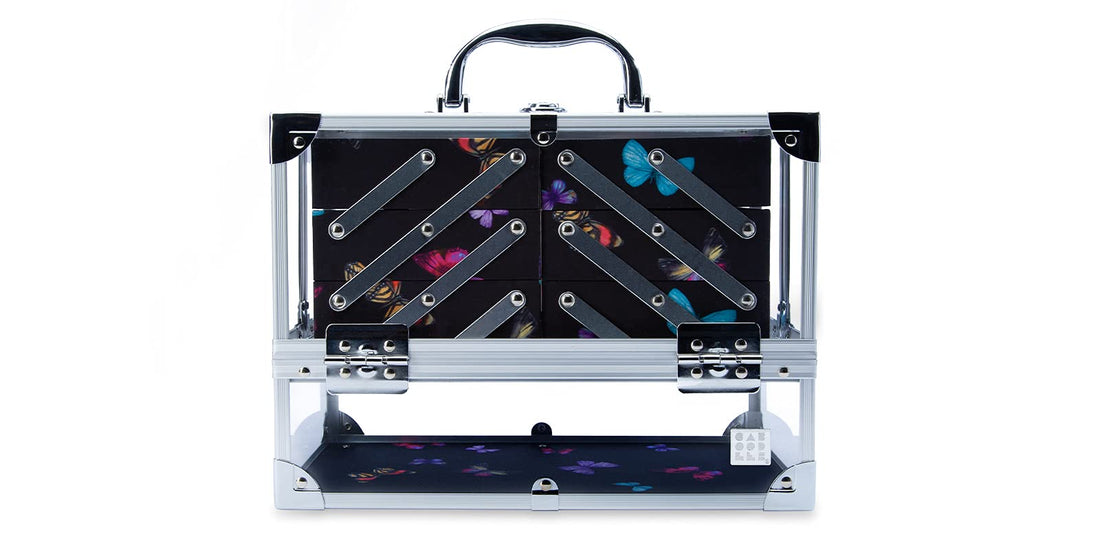 Caboodles Neat Freak Train Case | 6-Tray Cosmetic Organizer with Locking Latch