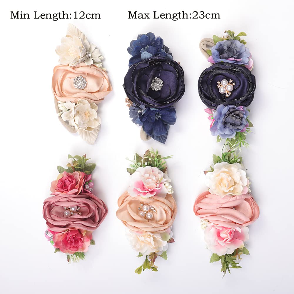 Wiwpar Flower Crown Headband Headwear Party Decoration Headdress Festivals Photo Props Elastic Adjustable Head Piece Girls Kids Hair Accessories for Childrens (Orange and Pink)