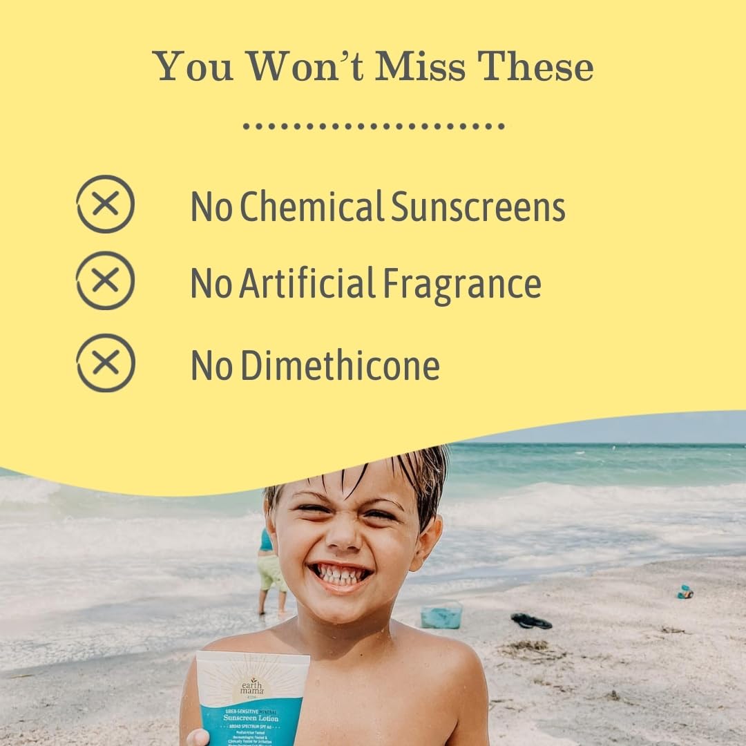 Kids - Spf 40: Earth Mama Kids Uber-Sensitive Mineral Sunscreen Lotion, Spf 40, 3-Ounce