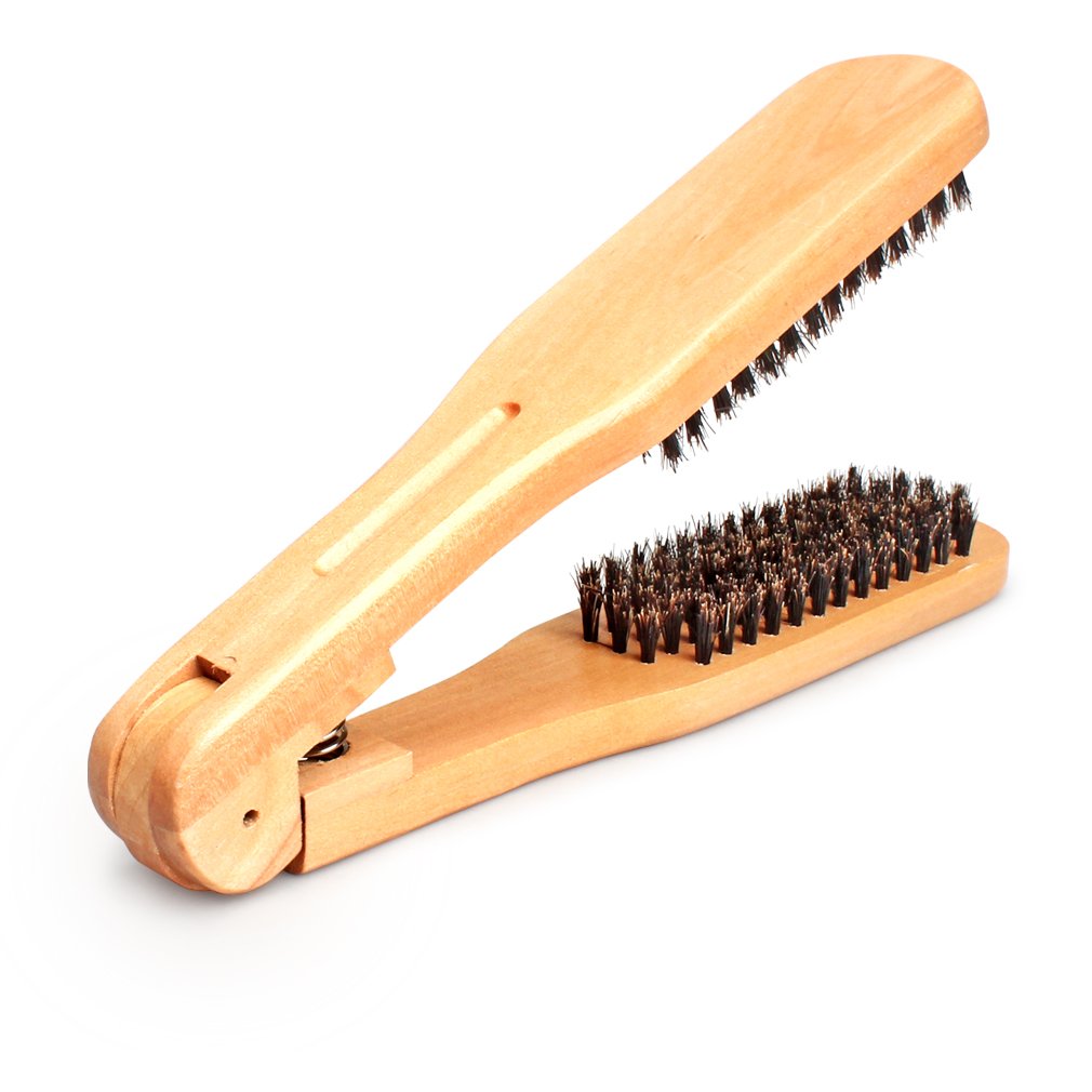 Amariver DIY Salon Hairdressing Hair Straightener Wooden Anti-static Dual-Brush Comb