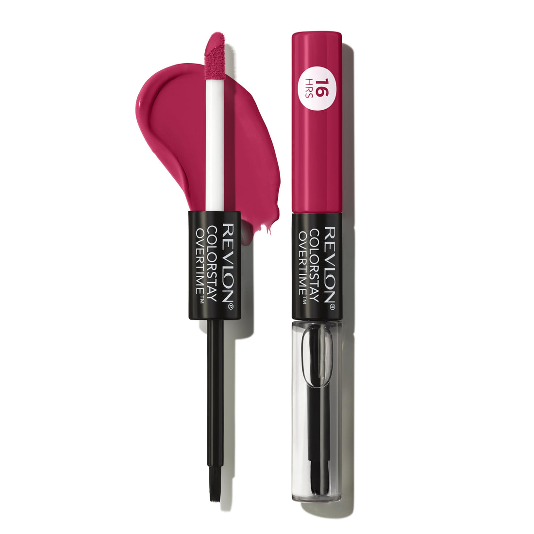 Revlon ColorStay Overtime Lipcolor, Dual Ended Longwearing Liquid Lipstick with Clear Lip Gloss, with Vitamin E in Red / Coral, Non Stop Cherry (010), 0.07 oz