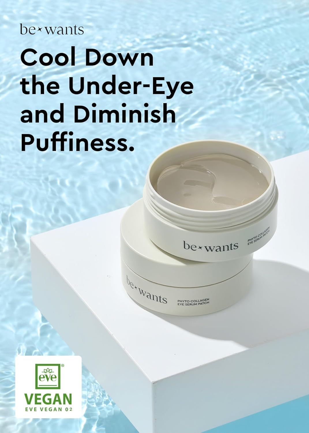 BE+WANTS Bewants Eye Patches for Dark Circles, Korean Under Eye Mask for Puffy Eyes – Vegan Collagen with 71.9% Bamboo Water, 60 Patches