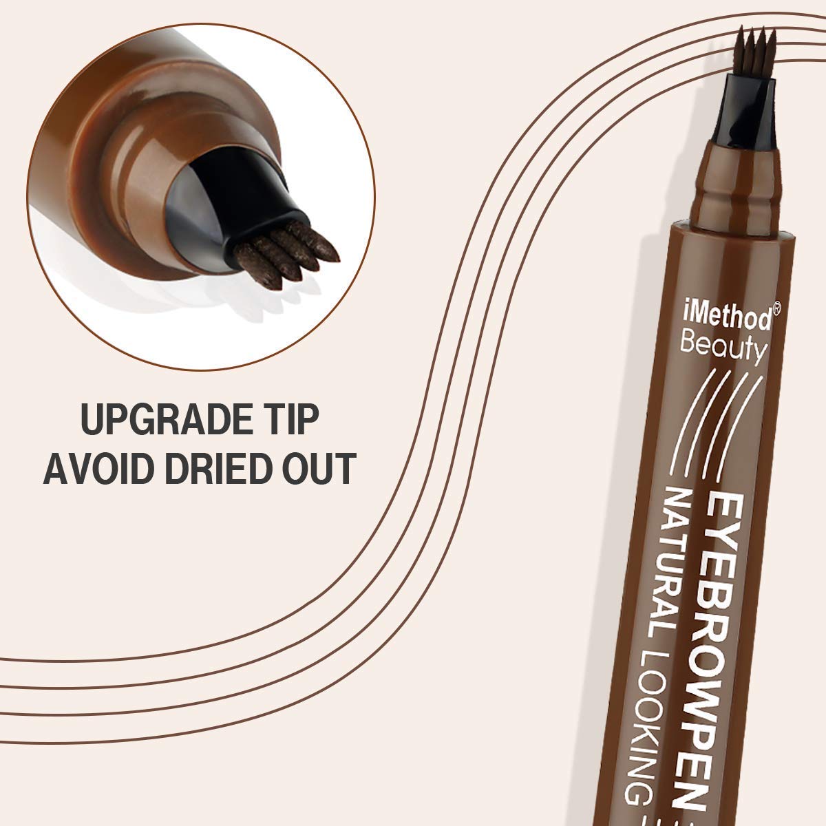 iMethod Eyebrow Pen - Upgrade Eyebrow TattooPen, Eyebrow Makeup, Long Lasting, Waterproof and Smudge-proof, Black Brown