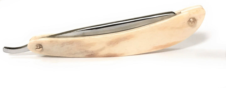 GBS Premium Carbon Steel Cut Throat Straight Edge Blade Horn Ivory Razor 5/8 Half Hollow