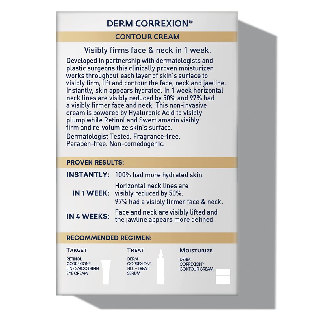RoC Derm Correxion Neck Cream with Hyaluronic Acid and Advanced Retinol to visibly Tighten & Lift Horizontal Neck Lines, Facial Moisturiser to Contour Face, Neck + Jaw, (1.7 oz) with Retinol Packette