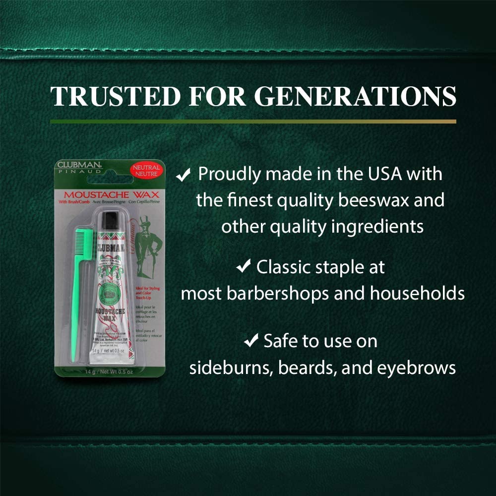 Clubman Moustache Wax Neutral 0.50 oz (Pack of 7)