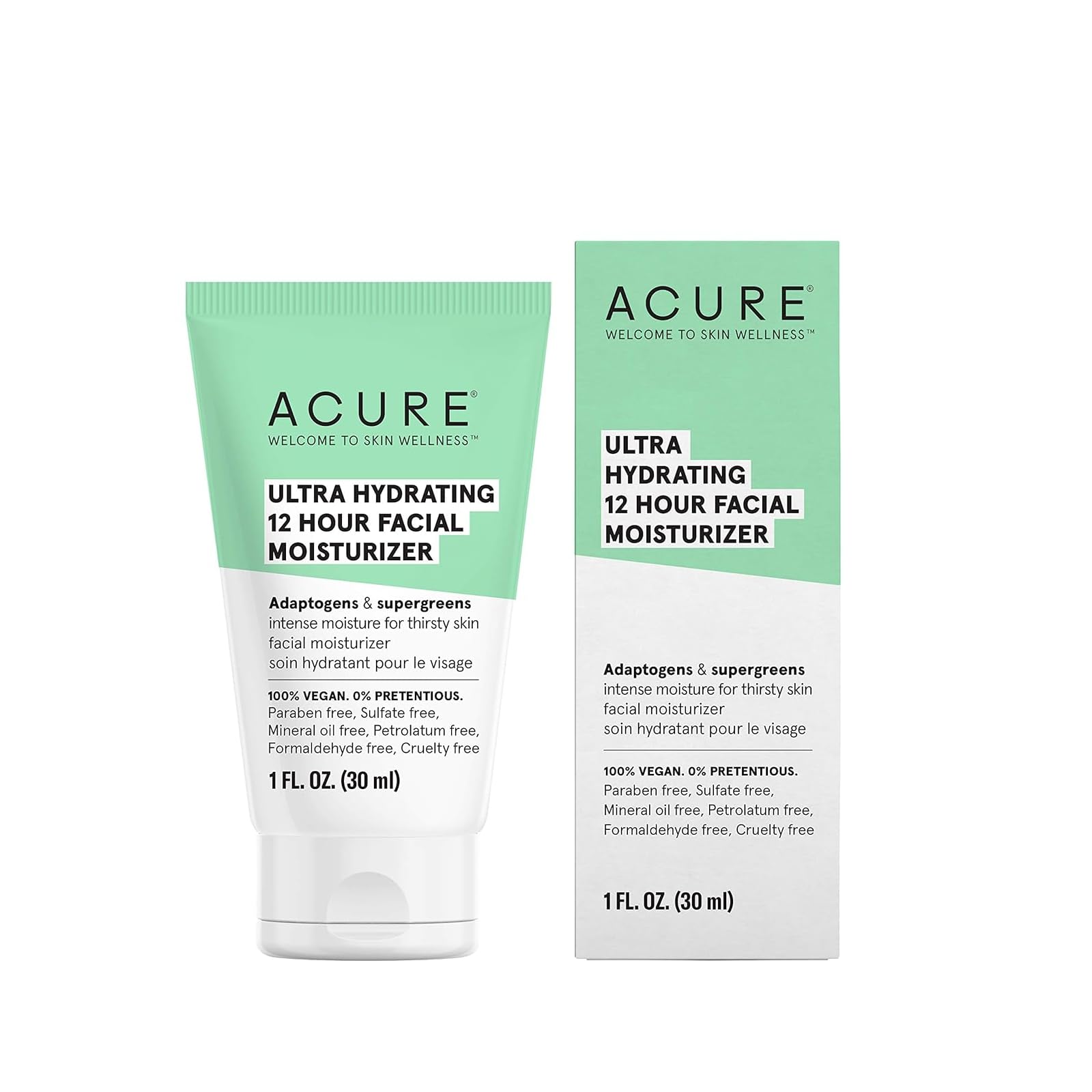 Acure ACURE Ultra Hydrating 12 Hour Moisturizer | 100% Vegan | Intense Moisture for Super Thirsty Skin | Adaptogens & Supergreens | 1 FL OZ
