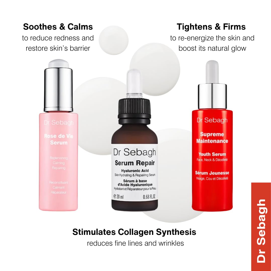 Dr Sebagh Iconic Trio - Serum Gift Set (Rose de Vie, Hyaluronic Acid & Resveratrol) | 3 Award-Winning Products | Rejuvenate & Refreshes Skin | Natural Ingredients | Expert Formula For All Skin Type